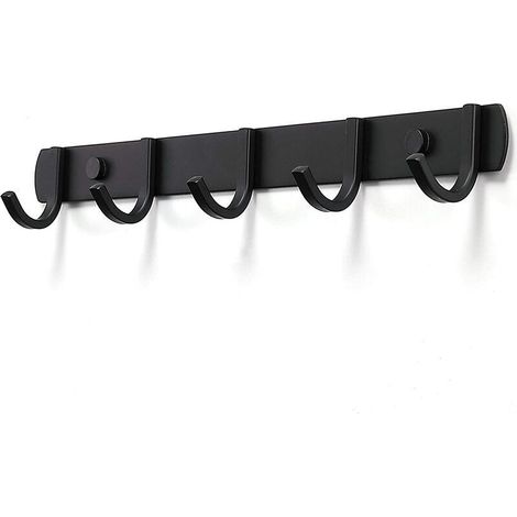 Porte Manteau Mural, Patères Porte Manteaux Design En Acier Inoxydable, Patères Salle De Bains Solide pour Chambre Bureau Noir (5 Hook) (1/4)