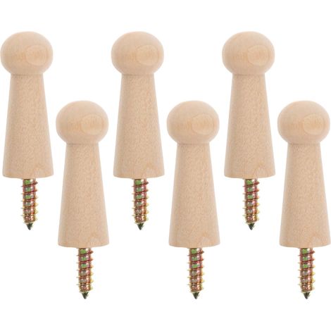 de 6 crochets muraux décoratifs en hêtre KICHOUSE pour