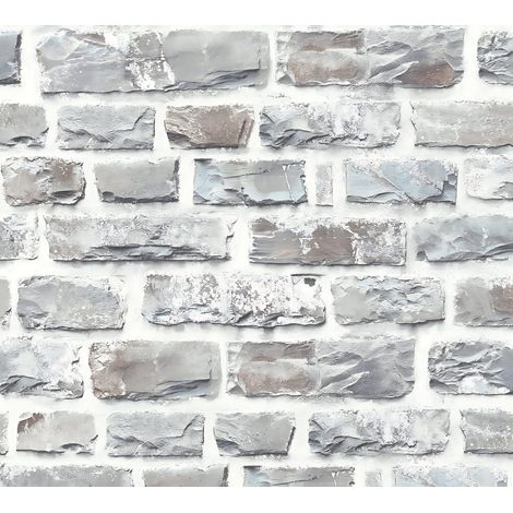 Empapelado aspecto piedra azulejos Profhome 361403 papel pintado no tejido liso con dibujo naturaleza mate gris bronce 5,33 m2