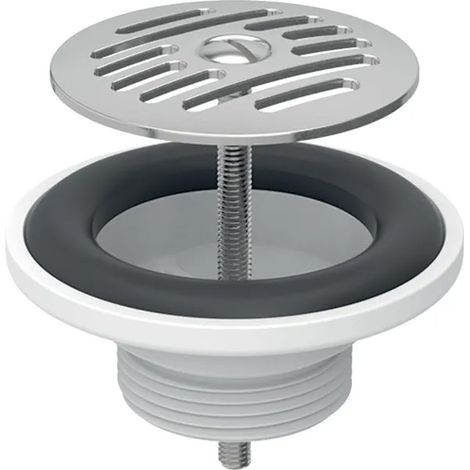 Geberit – Bonde de lavabo écoulement libre avec grille – Acier inoxydable – Diamètre crépine 63 mm – Raccord à vis 1'1/4 (1/3)