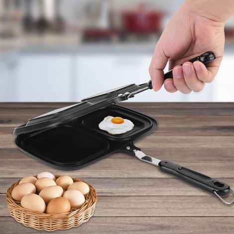 Poêle à frire antiadhésive double face en fonte d'aluminium pour petit-déjeuner, ustensile de cuisine (1/5)