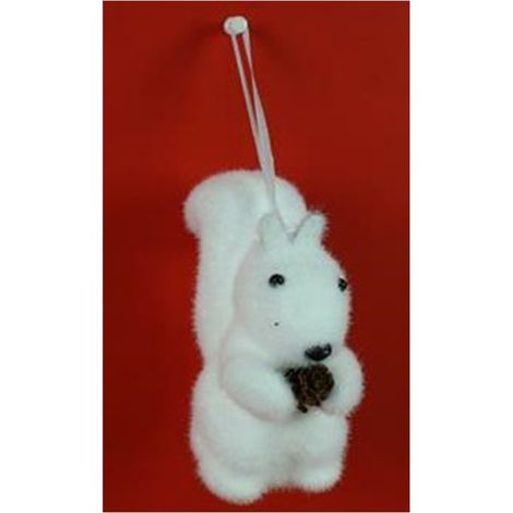 Scoiattolo bianco con pigna da decorazioni per albero di natale natalizio 10cm (1/5)