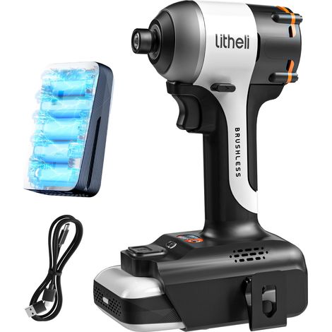 Schrauber mit 10.000mAh Li-Ion-Akku, 20V 230 Nm Maximales Drehmoment, 3 Modi, 6.35MM Präzisionsspannzange, LED-Leuchten für Reparaturen und Heimwerkerprojekte Litheli (1/5)