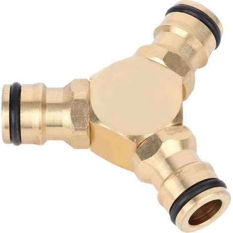 Connettore a T rapido in ottone per tubo flessibile, adattatore per tubo dell'acqua, adattatore filettato a tre vie per tubo flessibile (1/4)