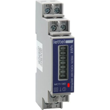 LETTEL - Compteur d'énergie multi-mesures monophasé 40A direct - Communication Modbus - MCT1-140