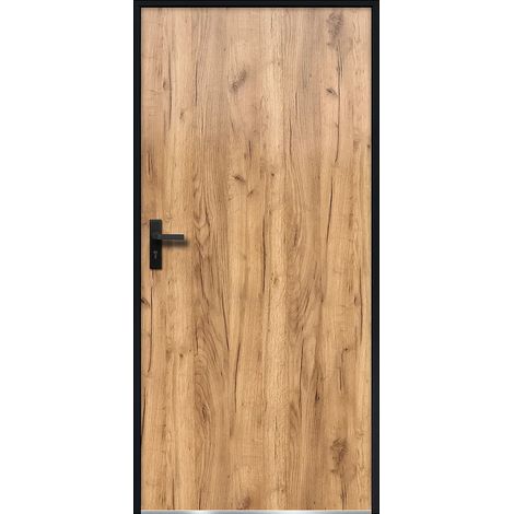 Porte d'entrée en acier pleine H207 x L100 cm effet chêne - épaisseur 68 mm - poussant droit - AGUEDA