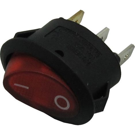 Interruptor Ovalado Luminoso Rojo 6A/250Vac 3 Terminales Faston
