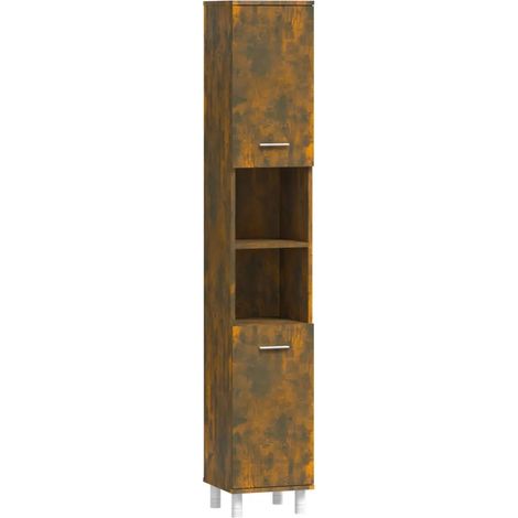 Mueble de baño con almacenamiento ecológico 30 x 30 x 179 cm estilo contemporáneo acabado mate en madera de roble ahumado 020048521 (1/5)