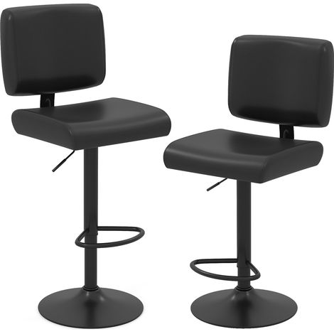 COSTWAY Bar Stools Set of 2 Modern Swivel Bar Chairs w/Adjustable Height-Black (1/5)