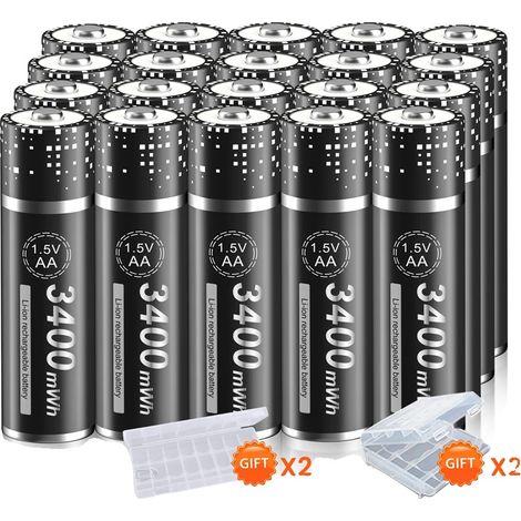 Batería de litio PALO AA de 1,5 V, capacidad de 3400 mWh, carga rápida con cargador incluido. (1/2)