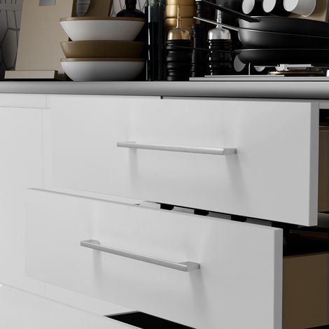 Poignées de meuble en aluminium 26 pièces, design scandinave épuré, finition acier brossé, chrome satiné, pour portes de cuisine, placards, buffets, étagères à chaussures et tiroirs, quincaillerie mod (1/2)