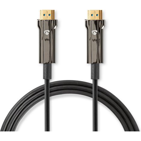 Cable ultra high speed hdmi optico activo con ethernet conector hdmi conector hdmi 8k60hz 48 gbps 1000 m redondo pvc negro caja carton