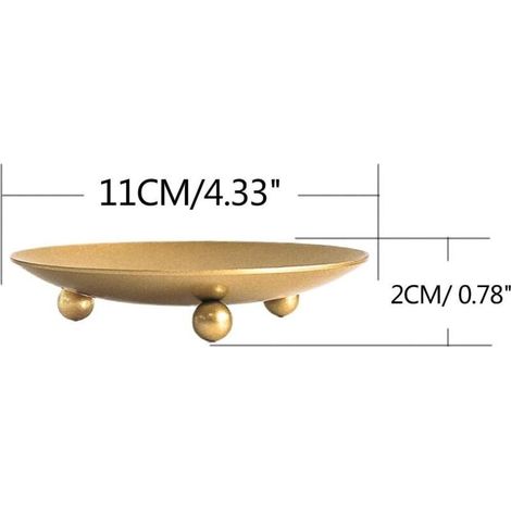 Gold-tone iron candlesticks on stands – Set of 2, 11 cm Ø × 2 cm H, ideal for LED or wax candles, elegant for weddings and home decor