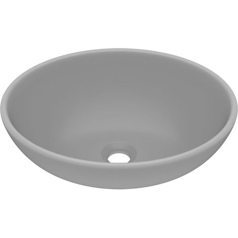 Lavabo da bagno ovale di lusso 40x33 cm in ceramica grigio chiaro opaco 020002669