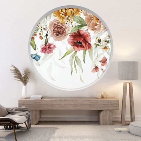 Stickers Trompe l'oeil Arche ronde - Fleurs - Diamètre 30 cm (1/4)