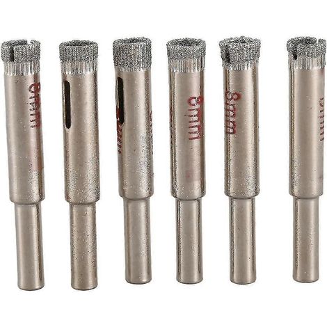 Set mit 6 Diamantbohrern (8 mm) für Fliesen und Glas.