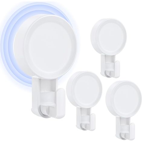 4 Crochets Ventouse Plastique Reutilisables Porte Serviette Douche Forts (1/5)