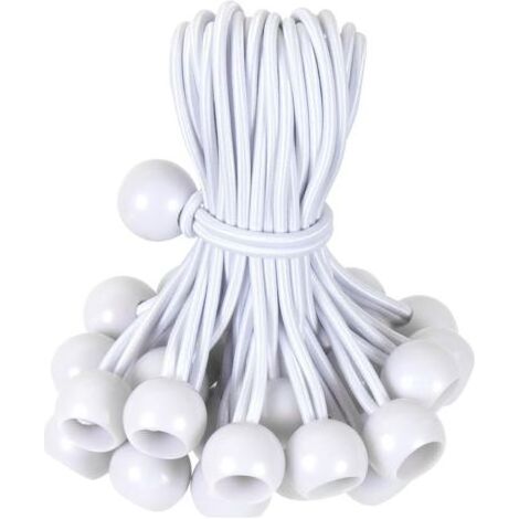 Cordon élastique à boule à bascule de 4 pouces, cordon élastique à boule blanche d'arrimage robuste pour auvents extérieurs, tentes, cargaisons, abris, tonnelles, protégé contre les UV (30 pièces)-INH (1/5)