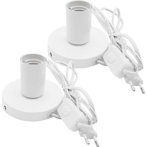 Lot de 2 lampes de bureau E27 avec interrupteur à câble : lampe de table vintage industrielle, douille E27 avec prise, pour décoration éclairage maison (1/5)