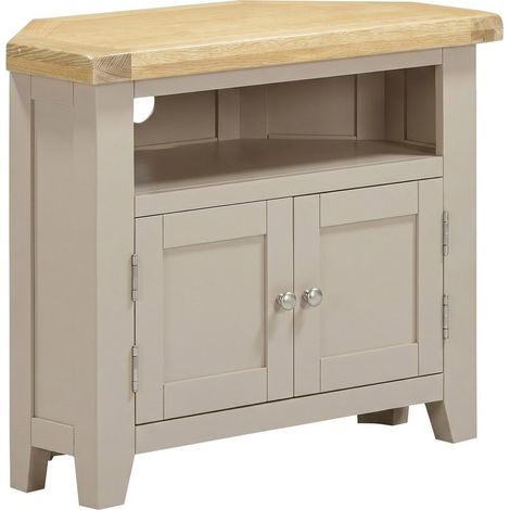 Windsor Corner TV Unit - L40 x W80 x H65 cm - Putty/Oak