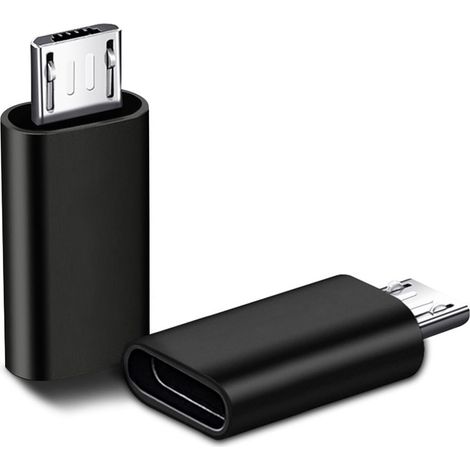Adaptateur Micro USB vers USB C (Lot de 2), Adaptateur Type C Mâle vers MicroUSB Femelle Compatible avec Samsung Galaxy, Huawei, Téléphones Type-C,Tablettes et Plus (Noir/Noir) (1/5)