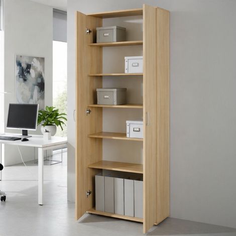 Armadio Multiuso 2 Ante Dmcilro, 5 Ripiani, 2 Ante, 34x189h cm Beige (1/5)