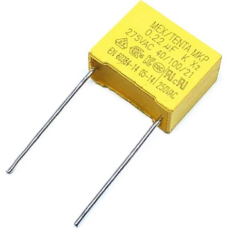 Condensateur de sécurité 0,47 µF 0,22 µF 0,33 µF 0,82 µF 0,68 µF 275 V 474 kΩ X2 MKP Pas de broche de 15 mm - 0,22 µF