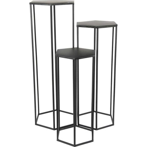 Lot de 3 sellettes gigognes métal noir (1/3)