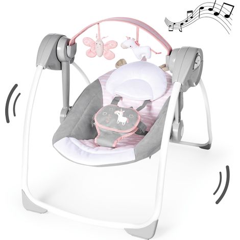 INGENUITY Transat pour bébé balancelle électrique pliable - Flora - Arche, cadeau bébé, réglages balancement, minuterie (1/5)