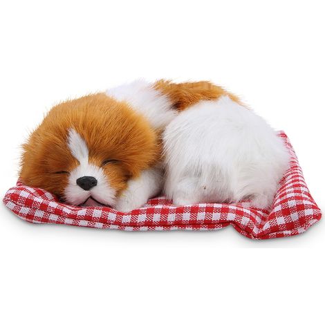 Chien en peluche simulation animale pour enfants, jouet sonore jaune et blanc, doux et câlin, parfait pour dormir (1/5)