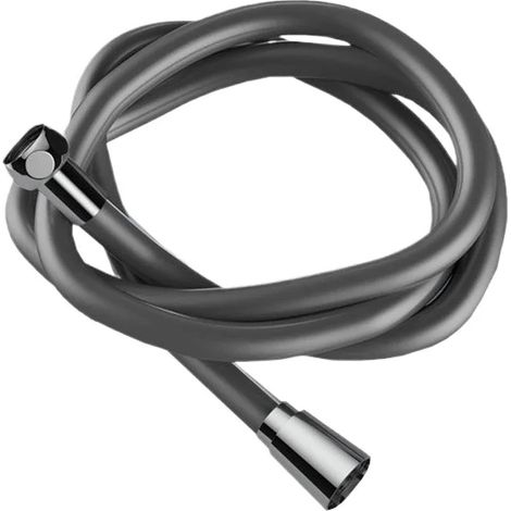 (Noir, 2 m) Tuyau de douche flexible en silicone, adapté aux robinets, toilettes et accessoires de salle de bain. (1/3)