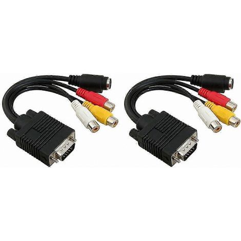 Lot de 2 câbles adaptateurs SVGA vers S-Vidéo et lot de 3 câbles adaptateurs RCA (1/5)