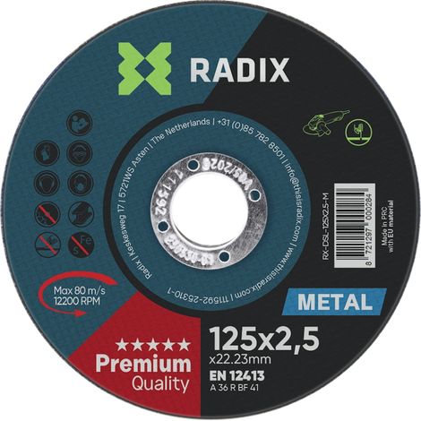 Disque à tronçonner métal - Radix - 125 x 2.5 x 22.23 mm (1/2)