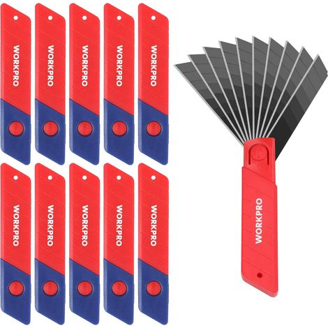 Workpro – Lot de 100 lames de cutter 18mm – Lames sécables en acier SK5 – Épaisseur 0,5mm – Longueur 100mm – Coupe nette et durable