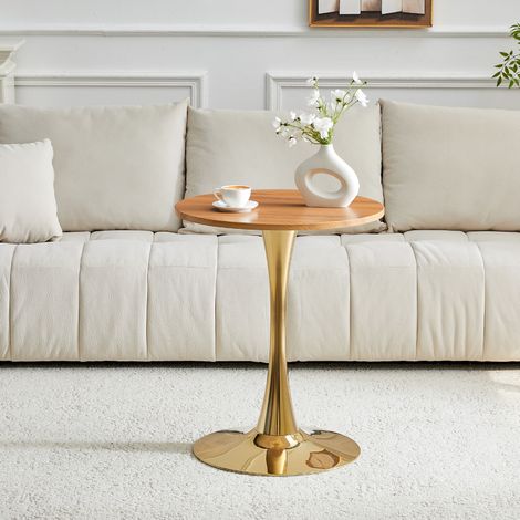Runder Tisch Mid-Century aus MDF und Metall Gold OKMYHOME (1/5)