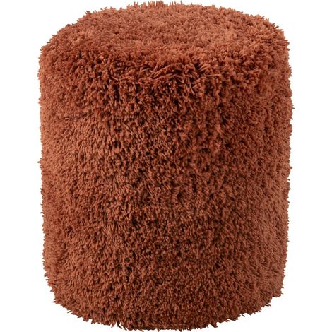 Pouf cylindre duveteux cuivre assise cocooning tendance salon - Cuivre brique chaleureux (1/5)