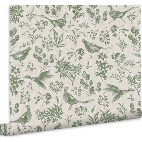 Joules Vliestapete Pheasant Print Grun 10mx52cm (1/5)