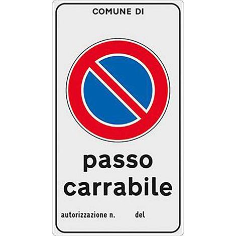 CARTELLO 'PASSO CARRABILE' cm 45 x 25