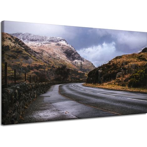 Leinwanddruck Naturstraße durch die Berge 120x70 cm