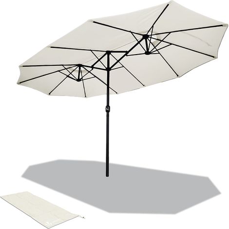 Vounot – Parasol double 460 x 270 cm – Aluminium et toile polyester – Diamètre mât 48 mm – Sac de rangement inclus (1/5)