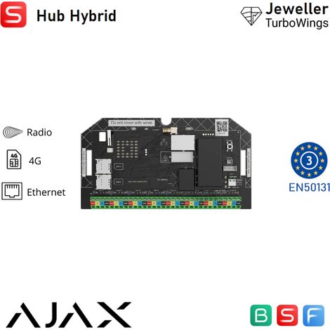 124104 - Superior - Superior Hub Hybrid (4G) (without casing) (8EU/ECG) - Unità centrale con supporto Fibra, jeweller e Wing (2xSIM 2G/3G/4G (without casin) - Ajax sicurezza professionale