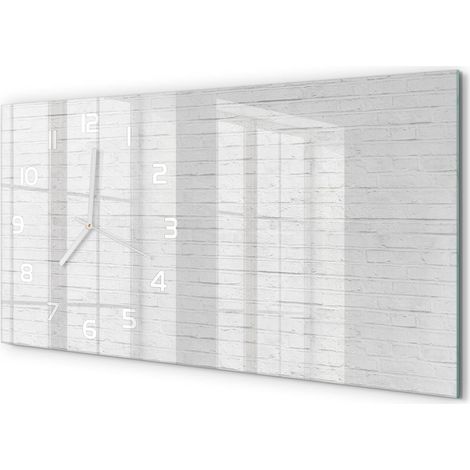 Horloge Murale Panoramique Moderne 60x30 cm Verre Trempé Sans Tic-Tac Mur de briques (1/5)