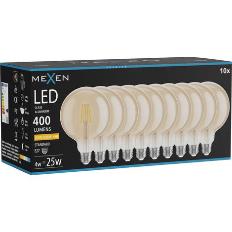 Mexen Vintis 10x Ampoule à filament LED E27, G125, 4W, Chaude - 2200K, 400 lm, ambre - L158-E27-0422-50x10 (1/5)