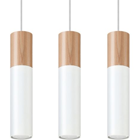 Suspension MARCOS 3L blanc bois GU10 design Pure Lume (1/5)