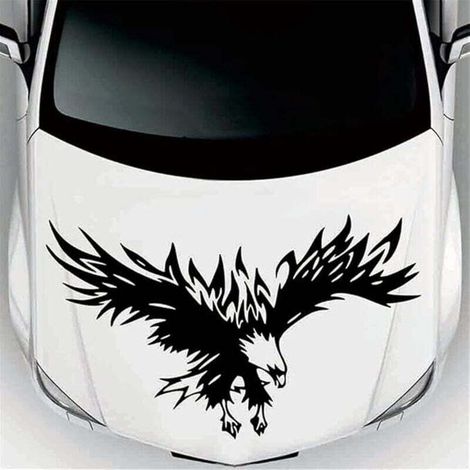 2PCS Autocollant de Capot de Voiture,Créative Personnalité Autocollant de Aigle Étanche Autocollant de Capot de Voiture Autocollant de Décoration de Maison de Style de Voiture,Noir-Crezuo