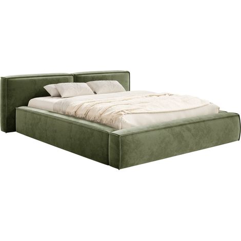 Selsey Tilves Low – Polsterbett 200x200 mit Bettkasten und Lattenrost, Velours, olivgrün (1/5)