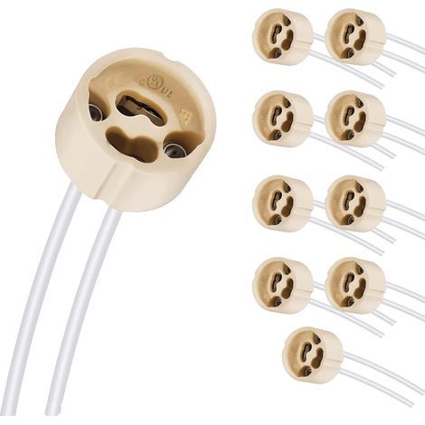 Butyeak GU10 Halogenfassung, Keramiksockel mit hochwertigem Silikonkabel, Steckersockel, 10 Stück (1/5)