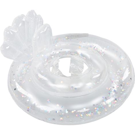 Bouée bébé argentée à paillettes en forme de queue de poisson, anti-retournement, avec siège à double coussin gonflable pour les enfants de 1 à 4 ans (1/5)