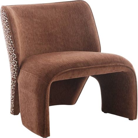 Fauteuil en tissu terracotta et motif léopard Indira