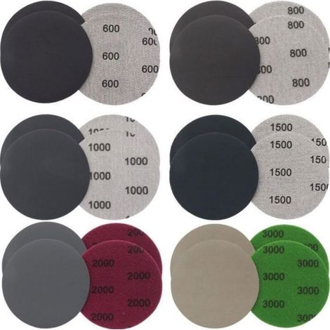 Lot de 24 Pièces 75mm Papier de Verre Carrosserie Sec à l'eau, Disques Abrasifs Ronds, accessoire de qualité supérieure, adapté à l' (1/4)